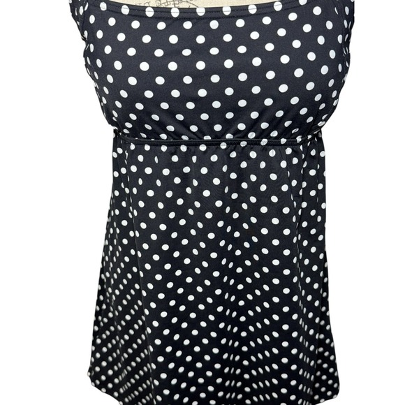 Lands End Halter Swimsuit Top Sz 8 Polka Dot Black White Tankini Dress Underwire - Picture 5 of 8